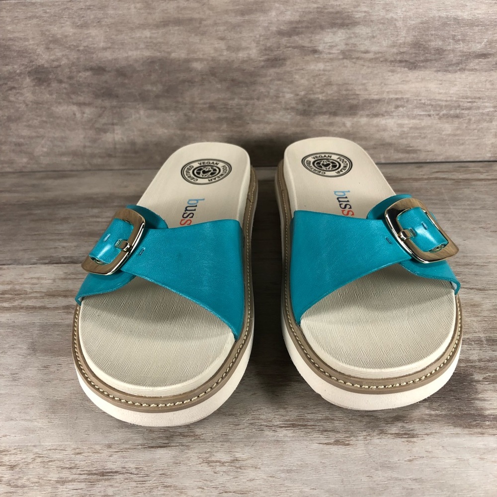 NEW Bussola Pinoye Sandal Vegan Turquoise with Gold Buckle Women 6.5, 8.5, 9 - Picture 3 of 13